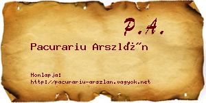 Pacurariu Arszlán névjegykártya